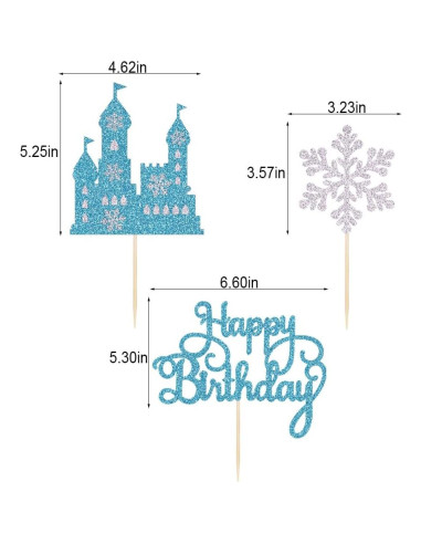 Adorno de Pastel Castillo de Hielo Qertesl 3 Piezas 16.8x13.5cm