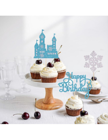 Adorno de Pastel Castillo de Hielo Qertesl 3 Piezas 16.8x13.5cm