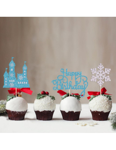 Adorno de Pastel Castillo de Hielo Qertesl 3 Piezas 16.8x13.5cm