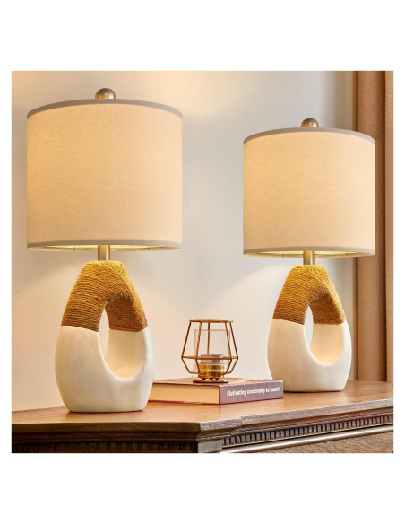 Juego de 2 Lámparas de Mesa Boho OYEARS 48 cm Ratán