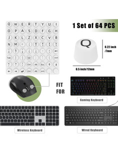 Calcomanías Elevadas para Teclado MasiBloom 64 Pcs Blanco 2