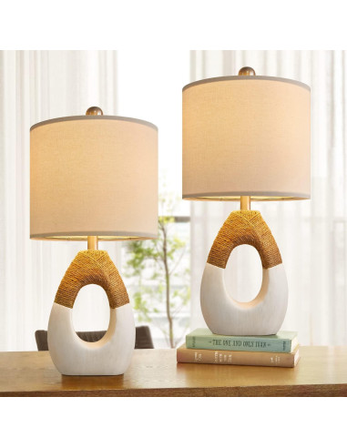 Juego de 2 Lámparas de Mesa Boho OYEARS 48 cm Ratán