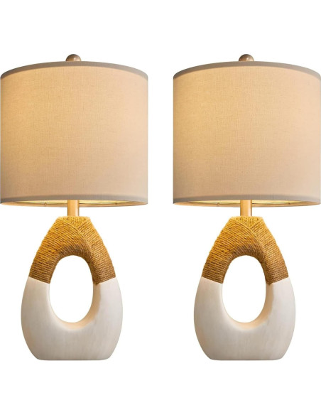 Juego de 2 Lámparas de Mesa Boho OYEARS 48 cm Ratán