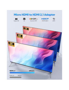 Adaptador Micro HDMI a HDMI 8K ZeniKon 48Gbps para Raspberry Pi 2