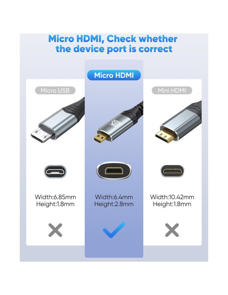 Adaptador Micro HDMI a HDMI 8K ZeniKon 48Gbps para Raspberry Pi