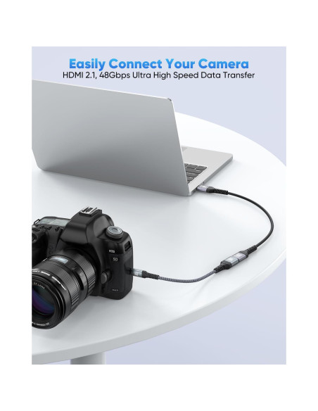Adaptador Micro HDMI a HDMI 8K ZeniKon 48Gbps para Raspberry Pi