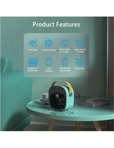 Acondicionador de Aire Portátil Gootu F12 USB 6000mAh Azul