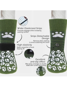 Calcetines Antideslizantes EXPAWLORER para Perros Verde Militar 2