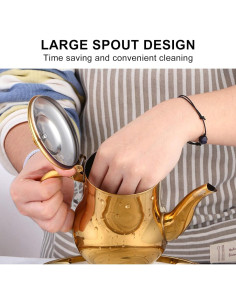Tetera de Café y Té YOUTHINK 500ml Acero Inoxidable Dorada 2