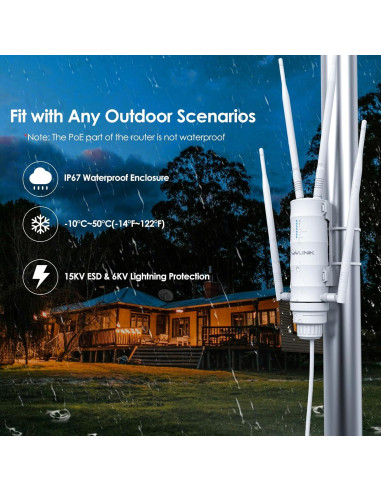 Extensor de WiFi Exterior WAVLINK AC1200 Doble Banda IP65