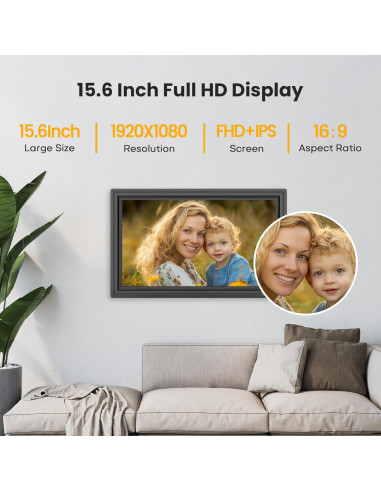 Marco de Fotos Digital Uhale 15.6" FHD 64GB WiFi Control Remoto