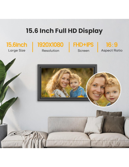 Marco de Fotos Digital Uhale 15.6" FHD 64GB WiFi Control Remoto