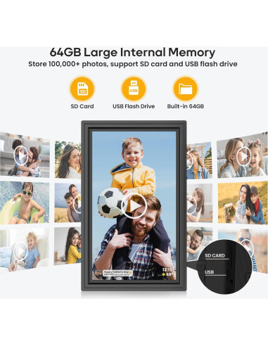 Marco de Fotos Digital Uhale 15.6" FHD 64GB WiFi Control Remoto