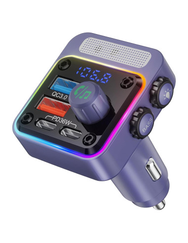 Nulaxy Adaptador Bluetooth 5.3 para Coche 54W 4 Puertos Carga Rápida