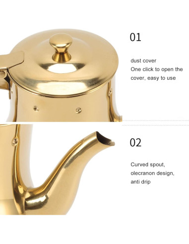 Tetera de Café y Té YOUTHINK 500ml Acero Inoxidable Dorada