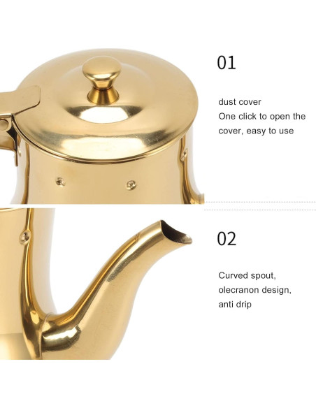 Tetera de Café y Té YOUTHINK 500ml Acero Inoxidable Dorada