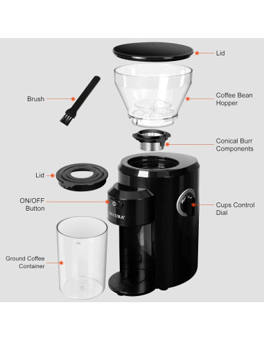 Molino de Café Secura CBG-018 Eléctrico 18 Configuraciones