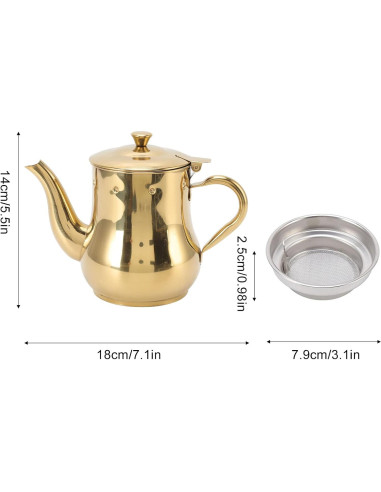 Tetera de Café y Té YOUTHINK 500ml Acero Inoxidable Dorada