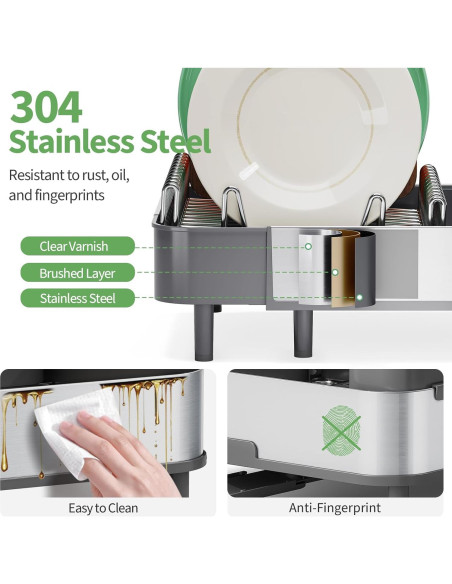 Escurridor de Platos Expandible Urackify Acero Inoxidable 304