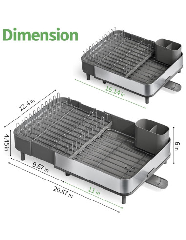Escurridor de Platos Expandible Urackify Acero Inoxidable 304