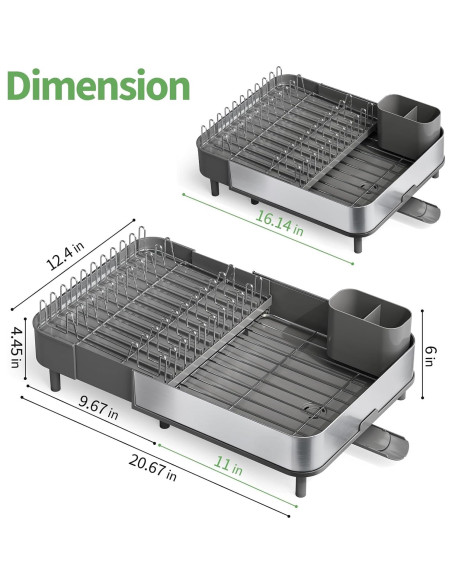 Escurridor de Platos Expandible Urackify Acero Inoxidable 304