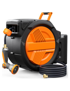 Carrete de Manguera Retráctil VACOOR 1/2" x 45.72m con Boquilla 10 Modos