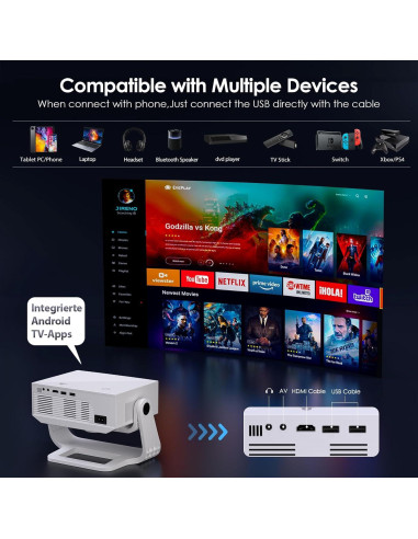 Proyector Mini Portátil Wielio GC06C 1080P WiFi Bluetooth