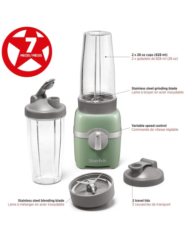 Batidora Personal Starfrit 300W - 2 Tazas 828ml - 3 Velocidades