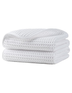 Juego de 2 Toallas de Mano Microfibra Waffle Blancas 40x76 cm