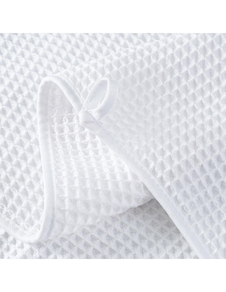 Juego de 2 Toallas de Mano Microfibra Waffle Blancas 40x76 cm