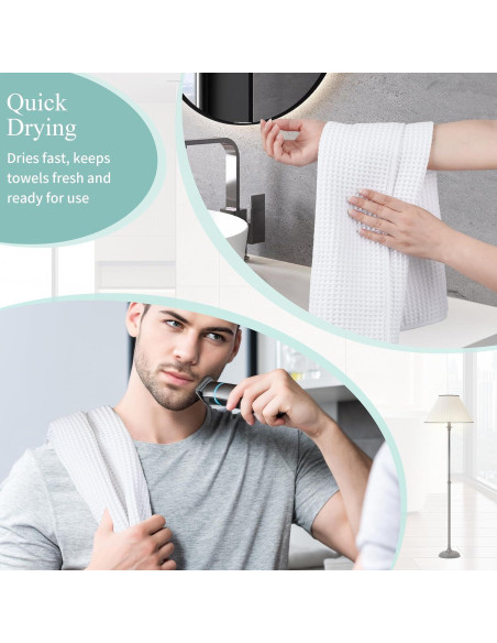 Juego de 2 Toallas de Mano Microfibra Waffle Blancas 40x76 cm