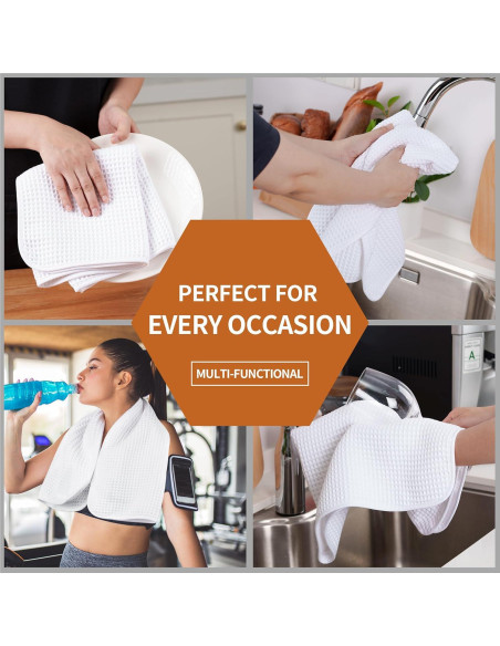 Juego de 2 Toallas de Mano Microfibra Waffle Blancas 40x76 cm