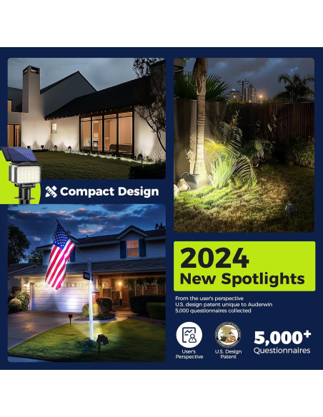 Luces Spot Solares AUDERWIN 2 Paquete Blanco Frío para Jardín