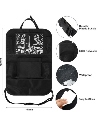 Organizador de Asiento Trasero Datanly con Bandeja y 6 Bolsillos