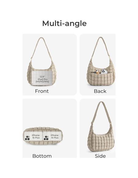 Bolsa Cruzada Acolchada BAGSMART para Mujeres - Gris Luz de Luna