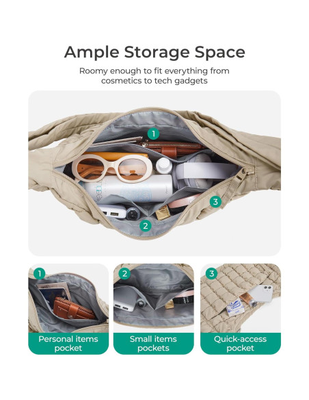 Bolsa Cruzada Acolchada BAGSMART para Mujeres - Gris Luz de Luna