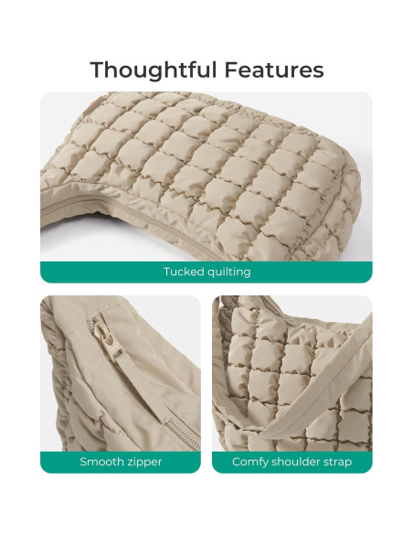 Bolsa Cruzada Acolchada BAGSMART para Mujeres - Gris Luz de Luna