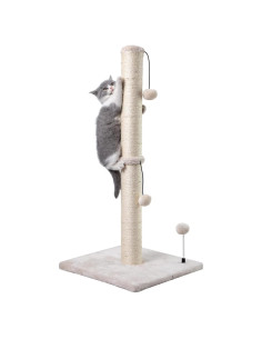 Poste Rascador para Gatos MECOOL 86 cm Beige con Bola Colgante