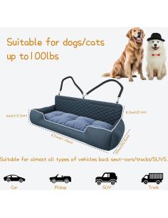 Asiento de Coche Grande para Perros Hepeeng 119 cm Lavable 2
