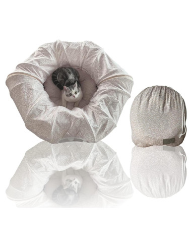 Túnel para Gatos PetLike Beige con Cama Plegable y Juguetes