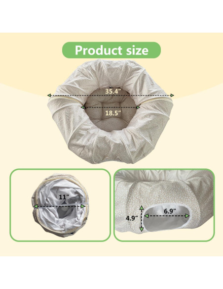 Túnel para Gatos PetLike Beige con Cama Plegable y Juguetes Túnel para Gatos PetLike Beige con Cama Plegable y Juguetes