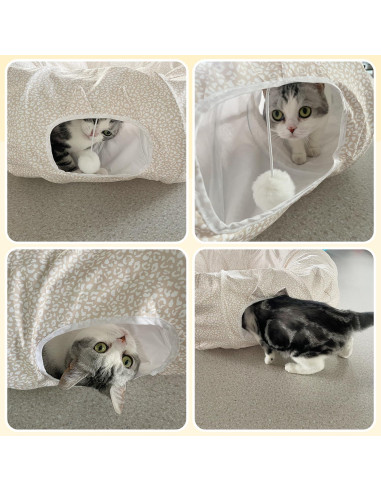 Túnel para Gatos PetLike Beige con Cama Plegable y Juguetes