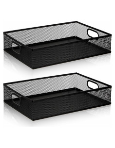 Organizador de Cajón de Escritorio Elsjoy 2 Piezas Metal Negro