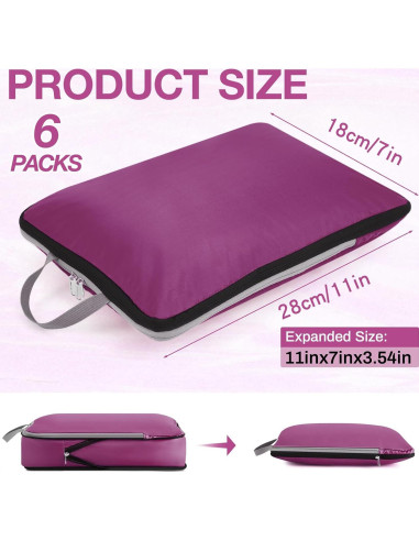 Bolsas de Compresión Hosuly 6 Pcs 44x32 cm Nylon Púrpura