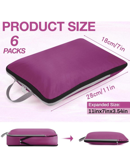 Bolsas de Compresión Hosuly 6 Pcs 44x32 cm Nylon Púrpura