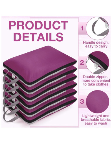Bolsas de Compresión Hosuly 6 Pcs 44x32 cm Nylon Púrpura