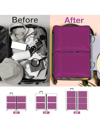 Bolsas de Compresión Hosuly 6 Pcs 44x32 cm Nylon Púrpura