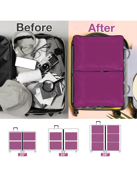 Bolsas de Compresión Hosuly 6 Pcs 44x32 cm Nylon Púrpura