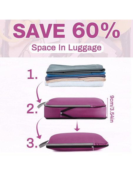 Bolsas de Compresión Hosuly 6 Pcs 44x32 cm Nylon Púrpura