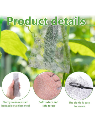 20 Piezas Bolsa de Protección de Frutas Acero Inoxidable 8x12 y 6x8